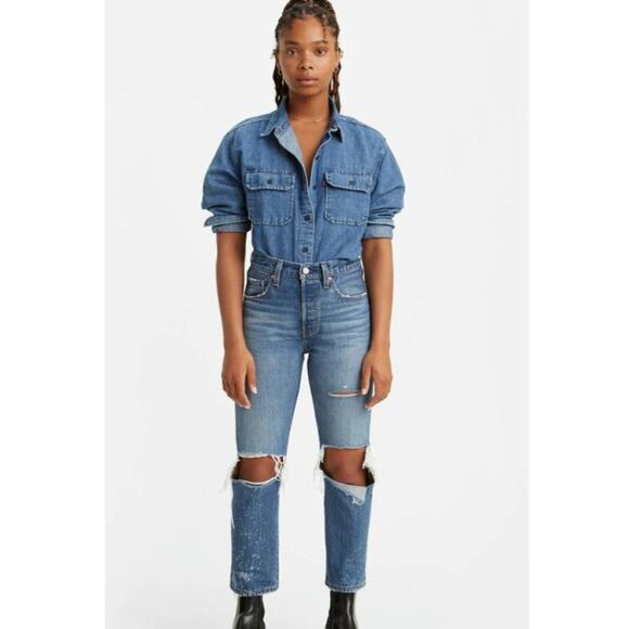 Levi's 501 Original Cropped Ladies Jeans Size 25 W , 26L - Picture 1 of 11